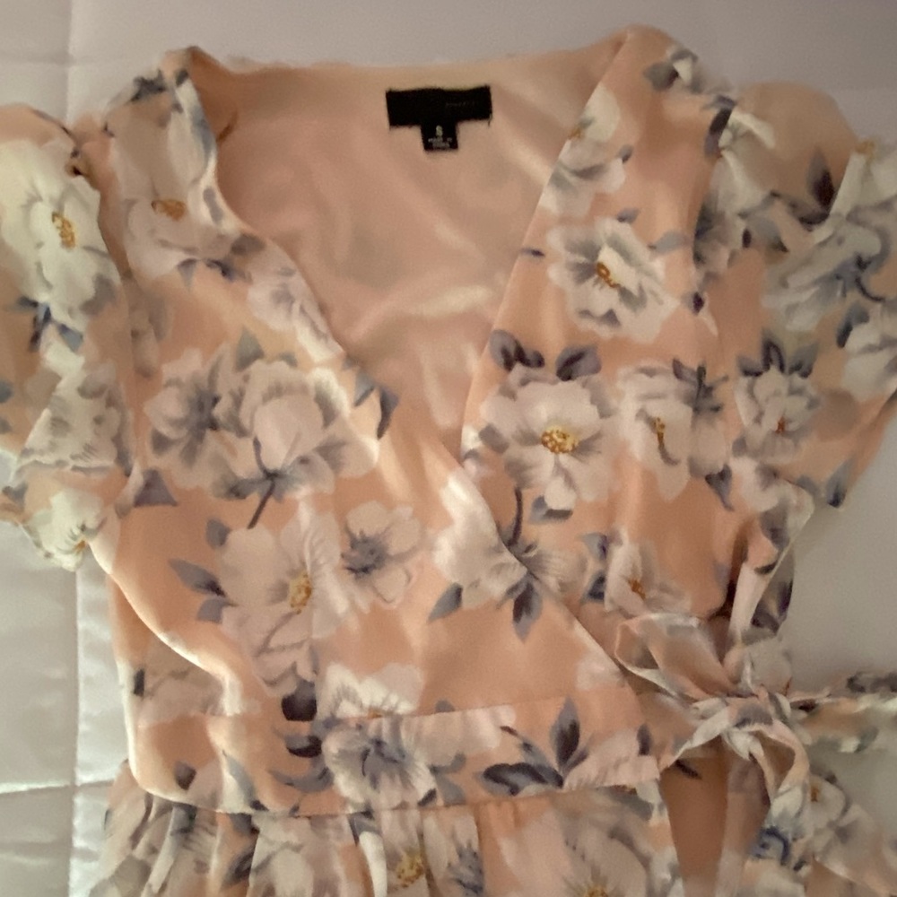 Light Pink with Blue and White Flowers
